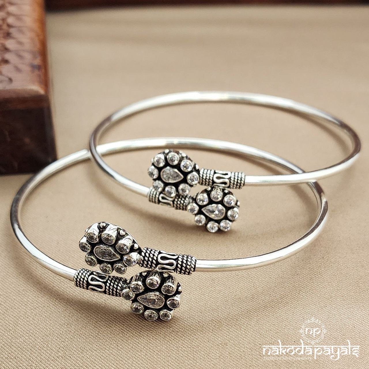 Sparkling White Ankle Kada Pair (A2312)