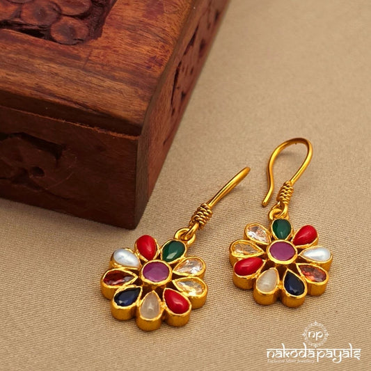 Floral Navratna Earrings (Ge10762)