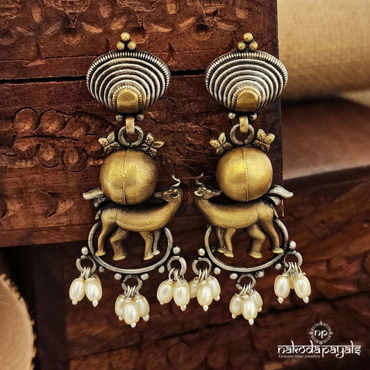 Enchanted Deer Dual Tone Earrings (Dt1394)