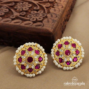 Gorgeous Pink Kundan Studs (Ge7696)