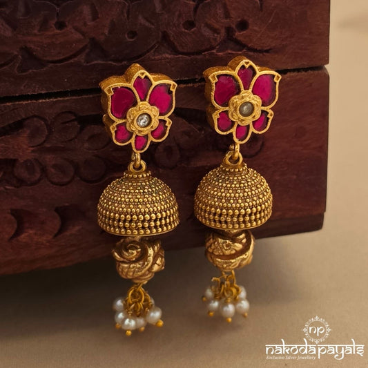 Pink Floral Kundan Earrings (Ge10763)