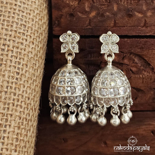 Twinkling White Jhumka (J1372)