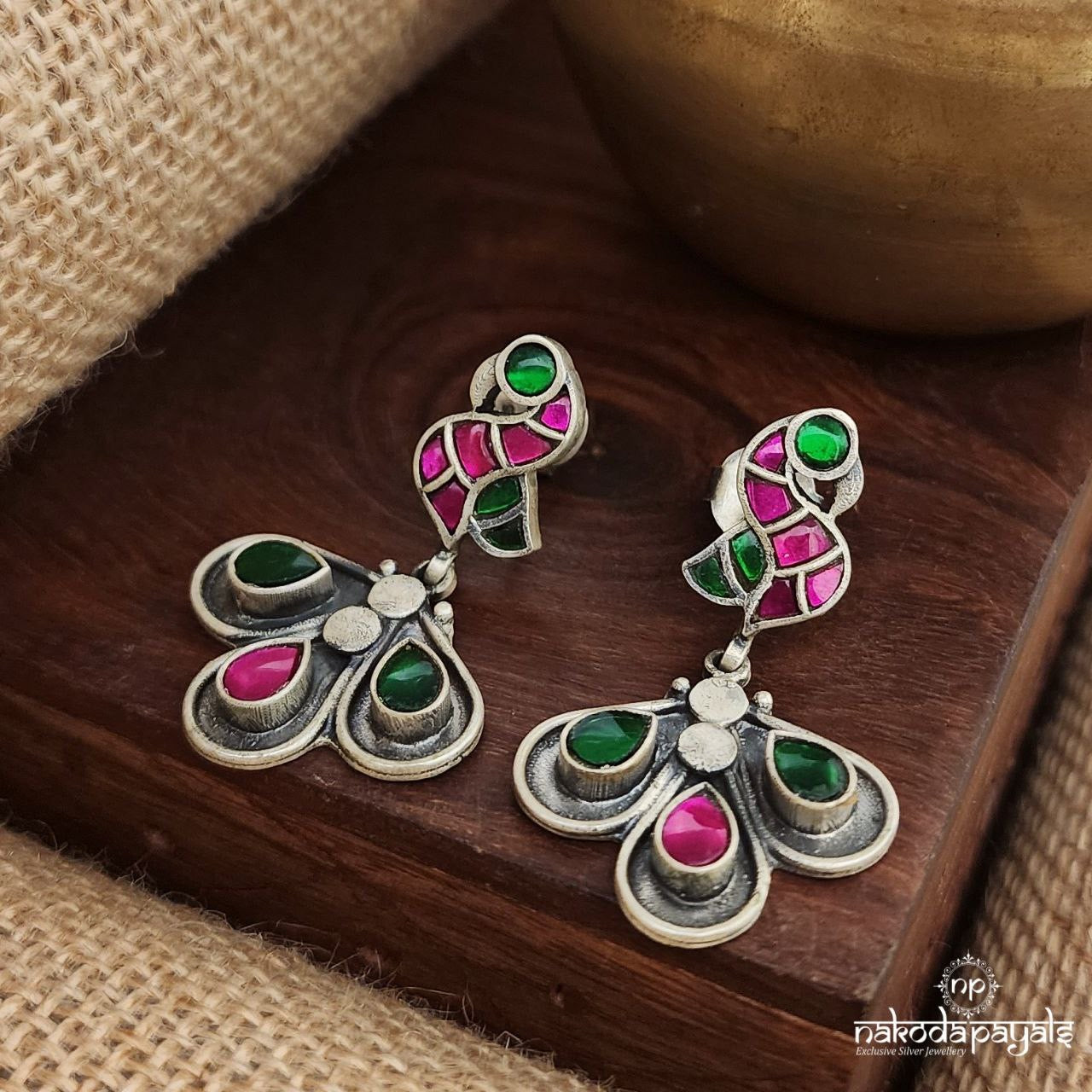Colourful Birdie Kundan Earrings (C3575)