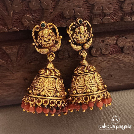 Divine Coral Whisper Jhumka (Ge9735)