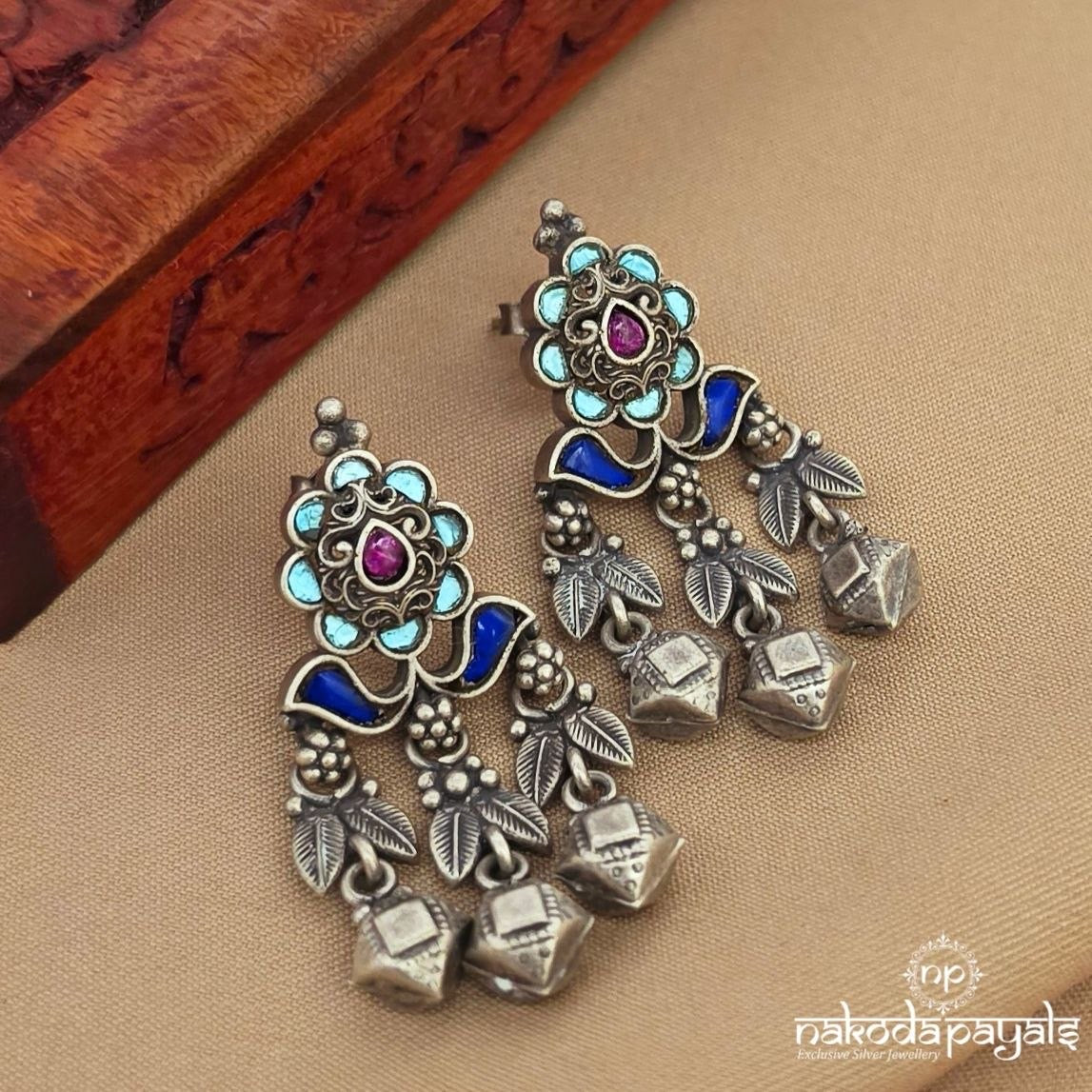 Blue Floral Earrings(C4019)