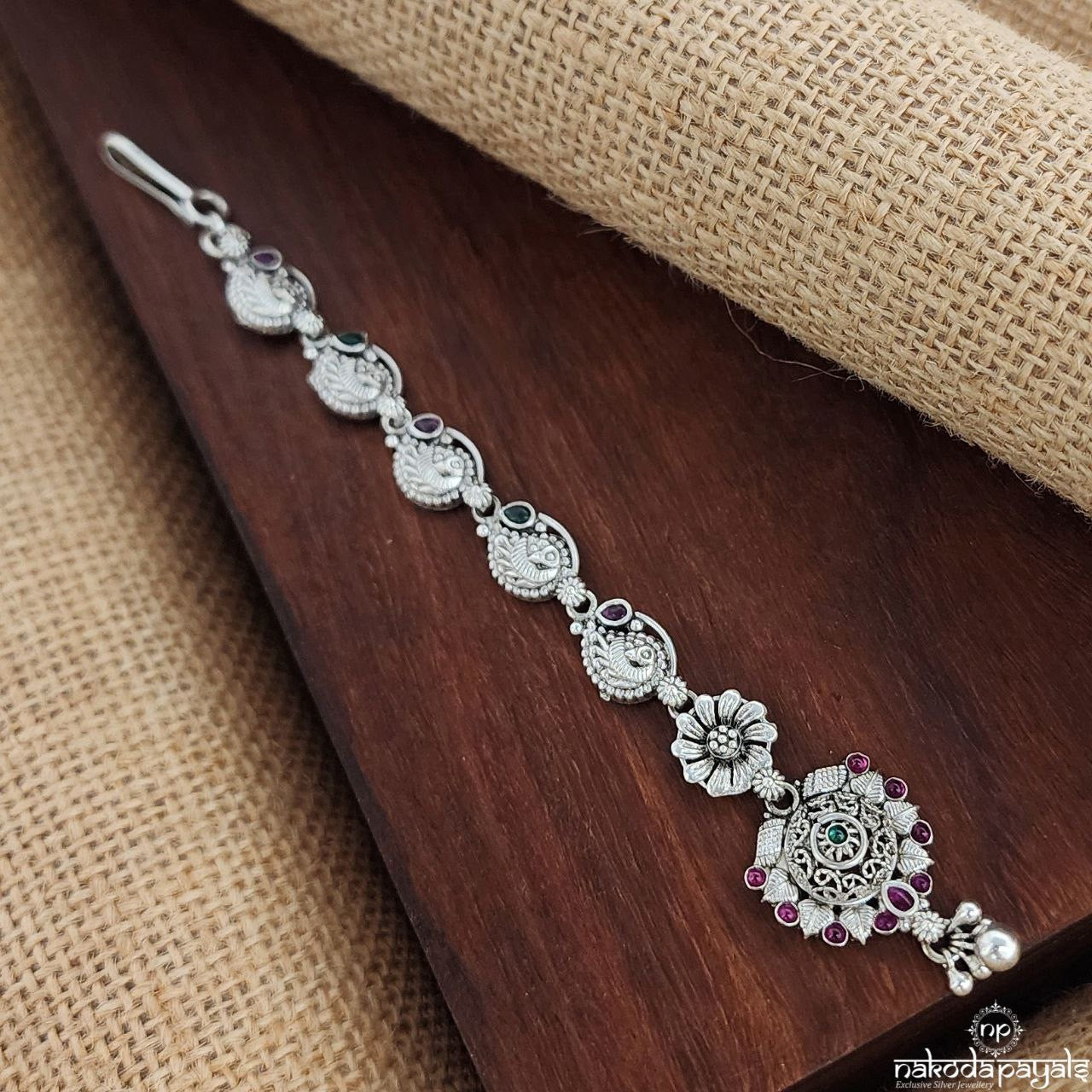 Peacock Floral Ball Drops Maang Tika (M0428)