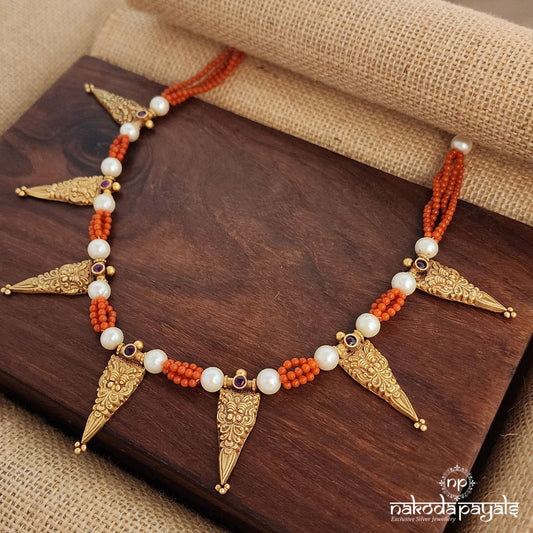 Pearl And Coral Glow Neckpiece (Gn9209)