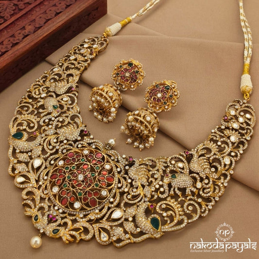 Royal Moissanite Neckpiece With Earrings (Gn10226)