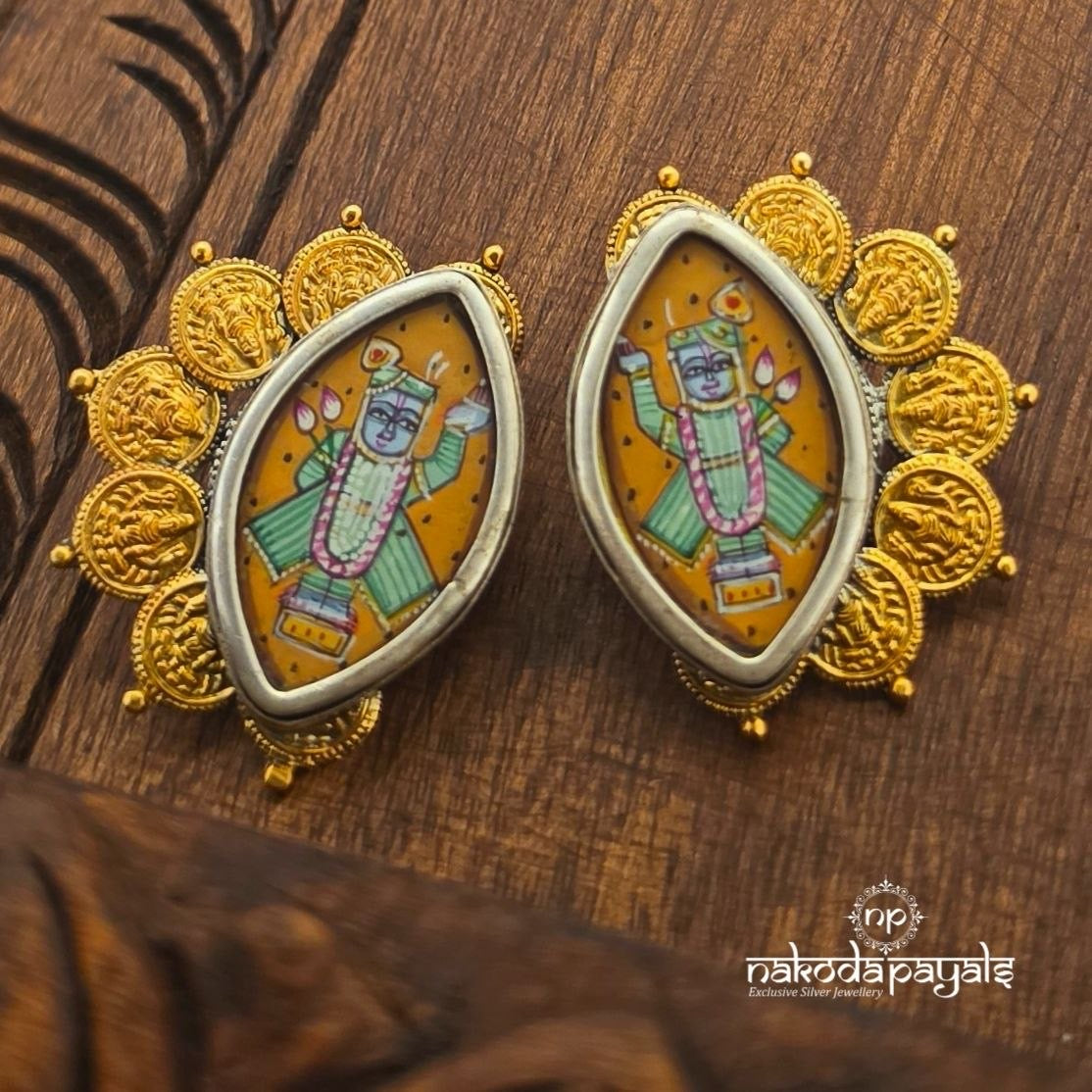 Painted Srinathji Lakshmi Kasu Earrings (S4274)