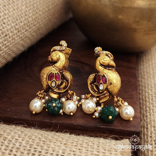 Radiant Peacock Kundan Earrings (Ge9587)