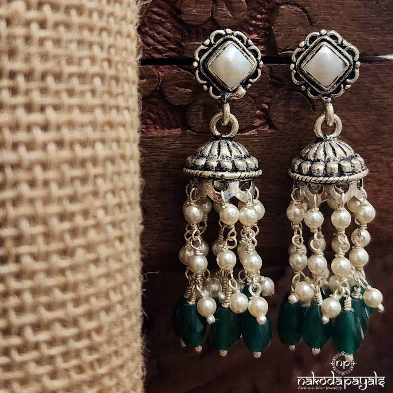 Gracious Green Drops Jhumka (J1407)