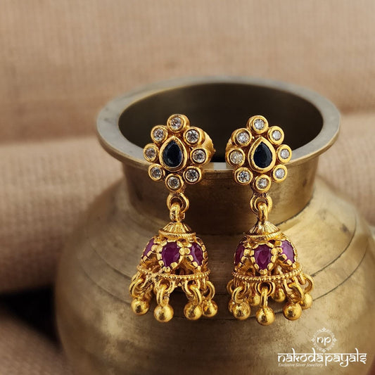 Green Leafy Ball Drops Kemp Jhumka (Ge9580)