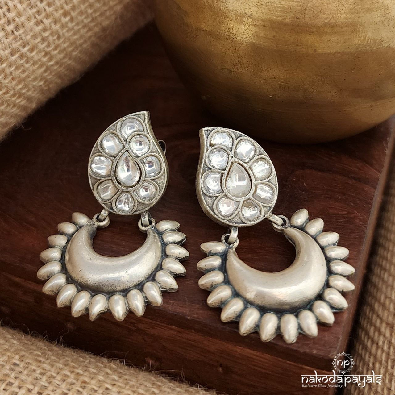 White Mango Kundan Chandbali (C3585)