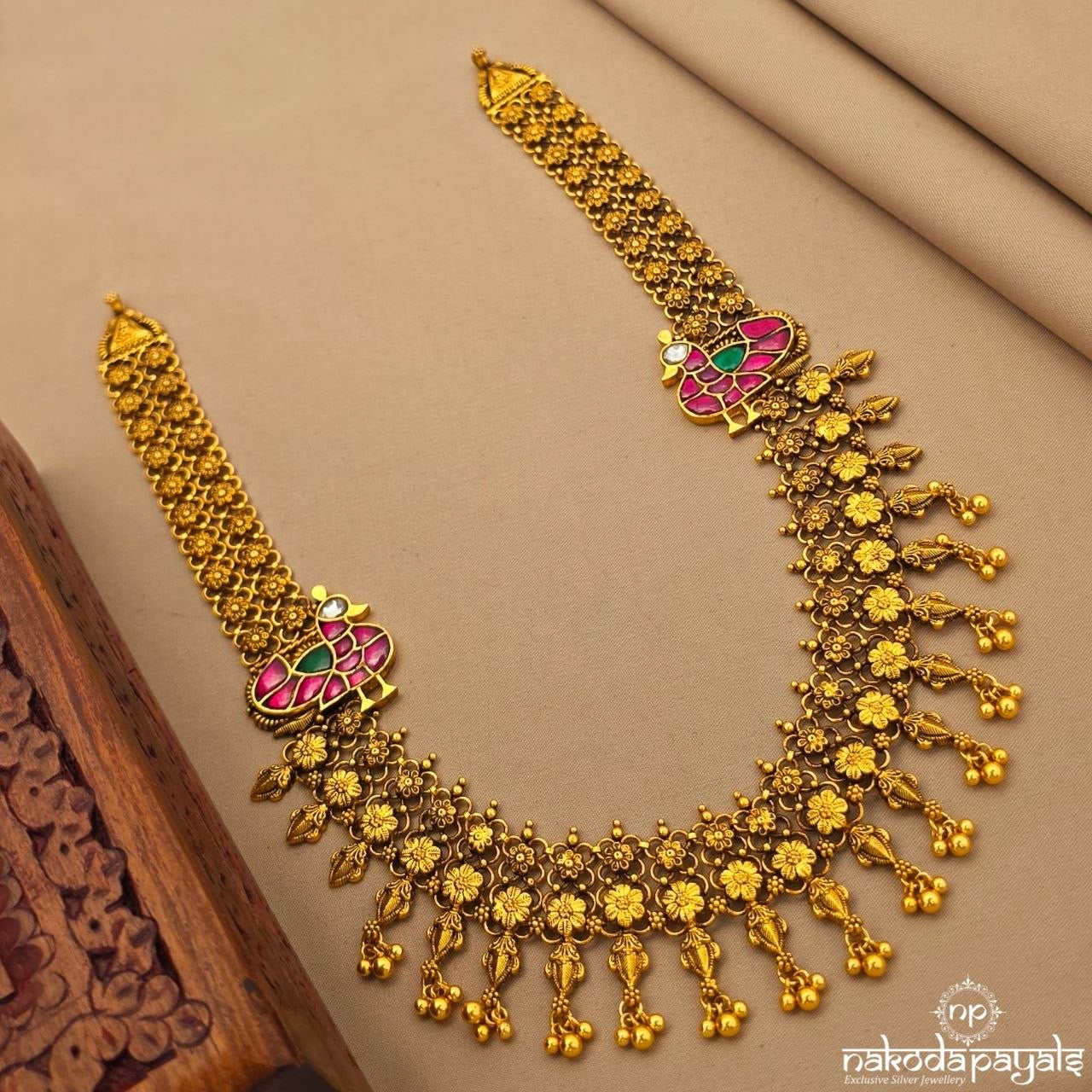 Twin Peacock Kundan Neckpiece (Gn10775)