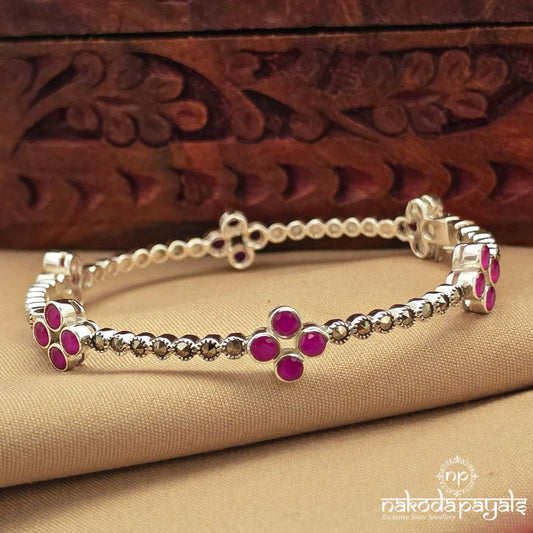 Sterling Pink Floral Kada (St4143)