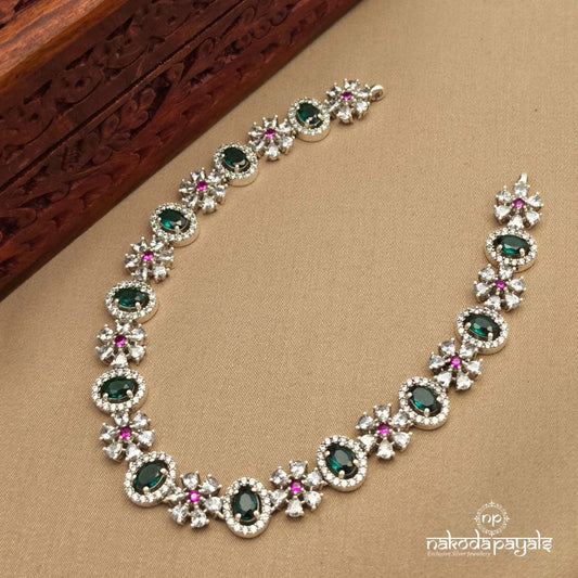 Sparkling Floral Green Neckpiece (N11824)