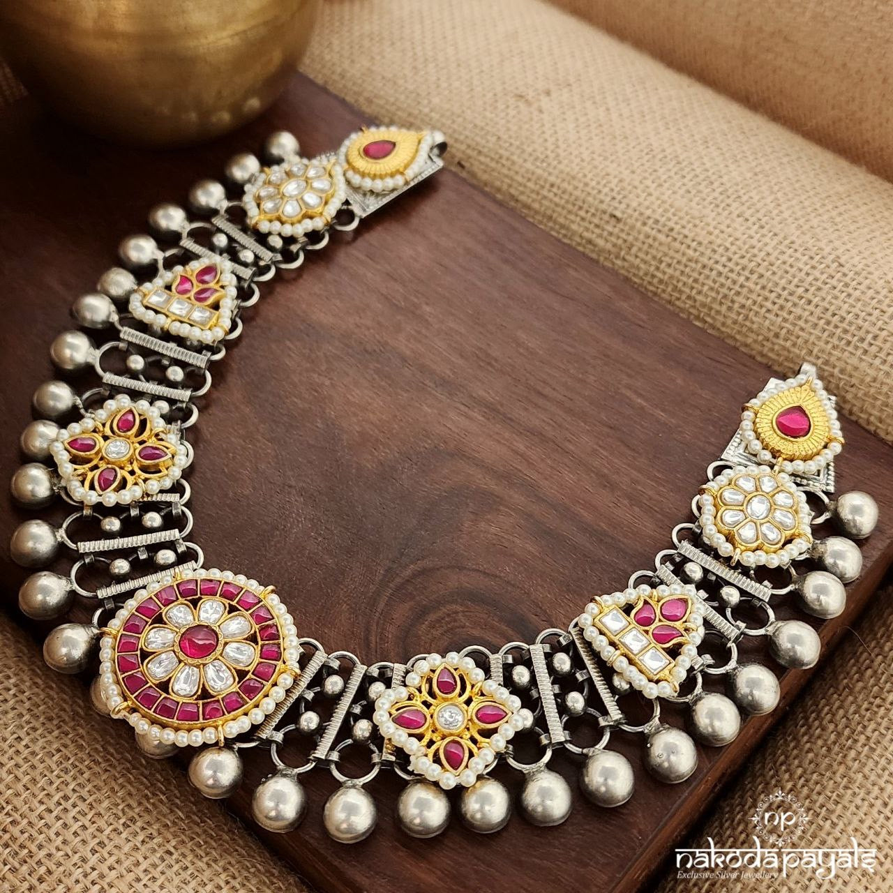 Gulaabi Noor Dual Tone Kundan Neckpiece (N10939)