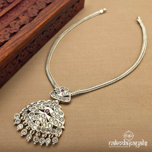 Exquisite White Oxidised Neckpiece (N11830)