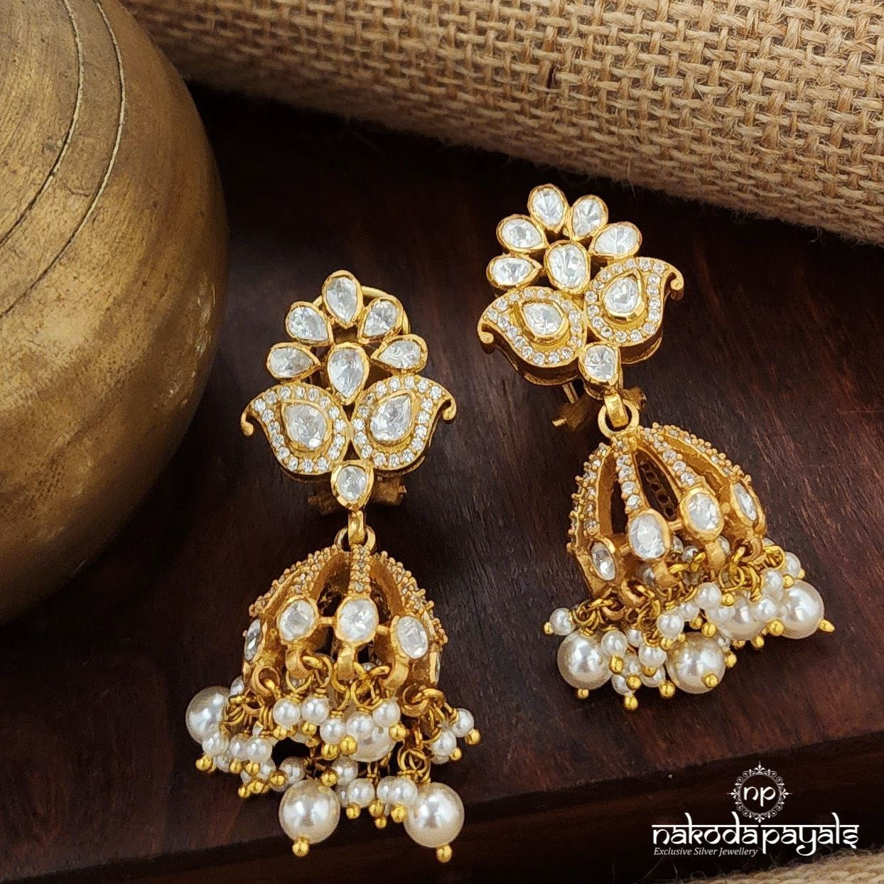 Grace Drops Moissanite Jhumka (Ge9636)