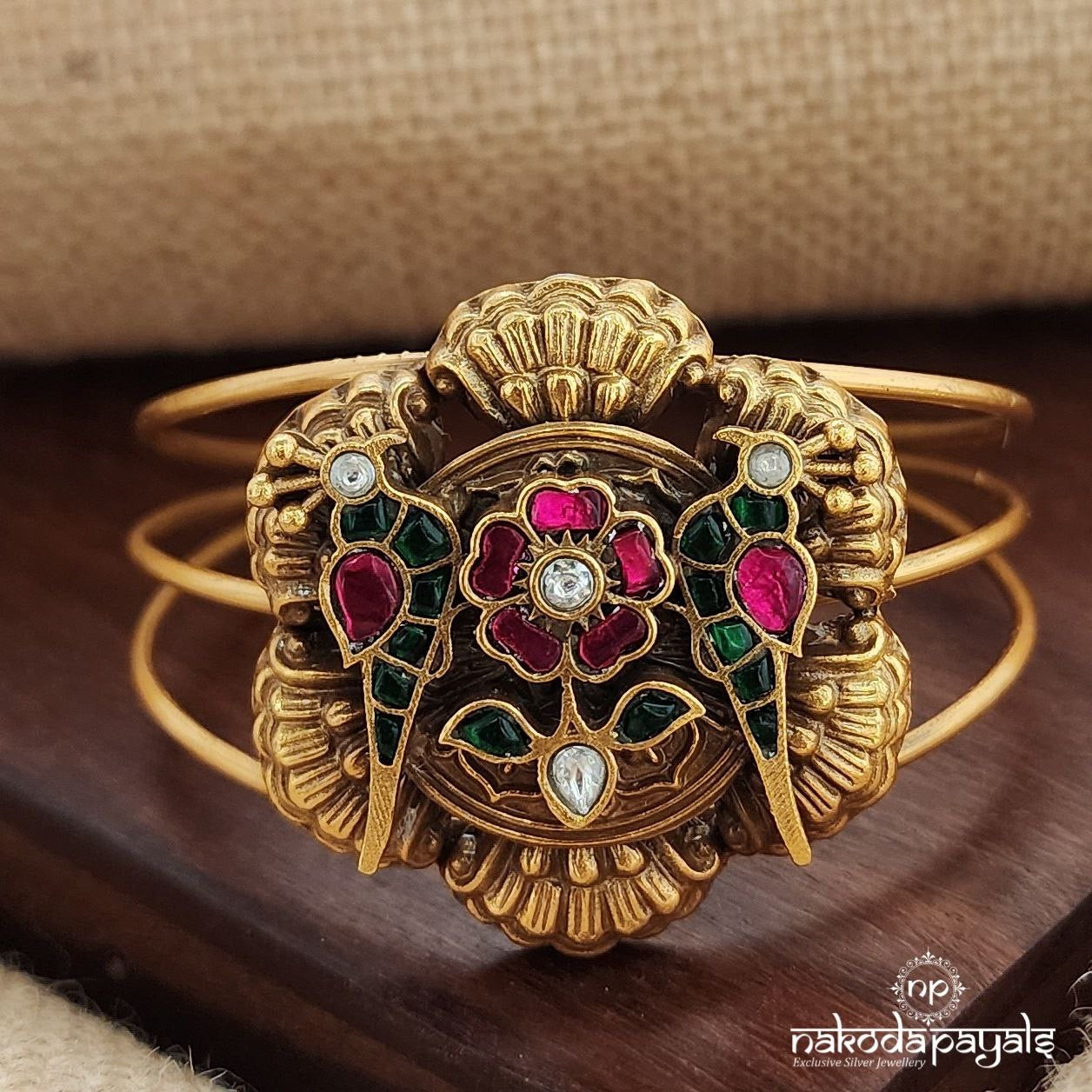 Twin Birdie Floral Adjustable Kada (Gk3171)