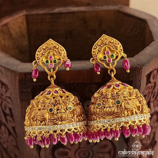 Elephant Pink Drops Jhumka (Ge9758)