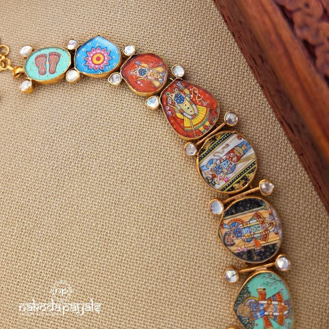 Shri Ram Handpainted Neckpiece With Earrings (Gn10524)