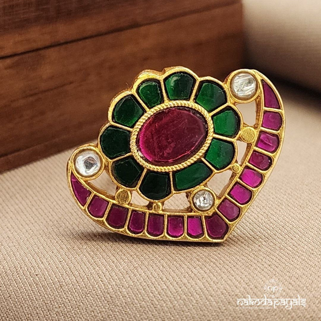 Green Flower Finger Ring (F2842)