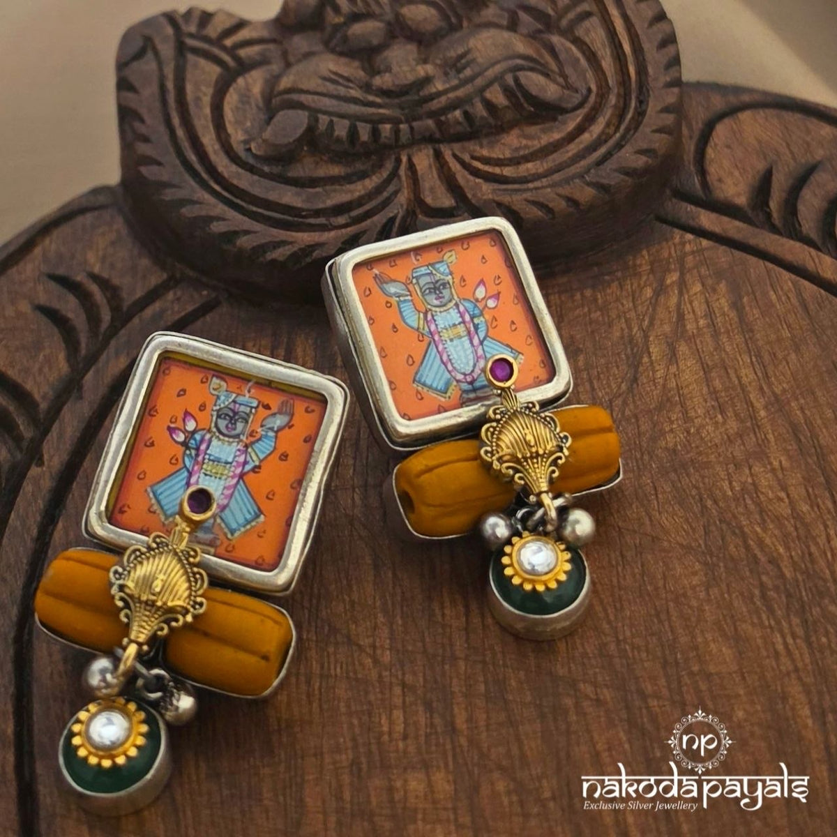 Coral Hand Painted Earrings (C4296)