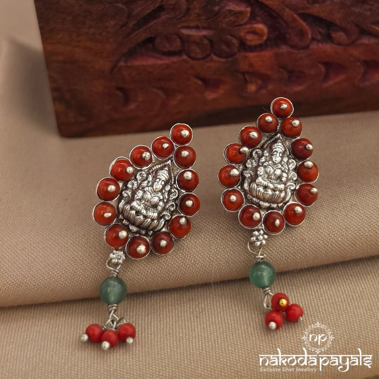 Coral Lakshmi Drop Earrings (S4221)