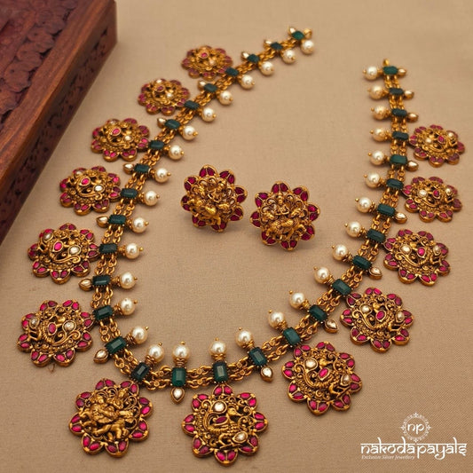Goddess Lakshmi Kundan Neckpiece With Earrings (Gn10432)