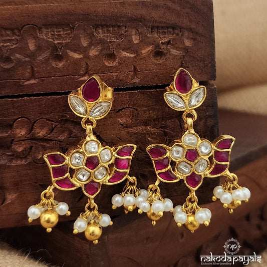 Pretty Pink Pearl Drops Earrings (Ge9544)