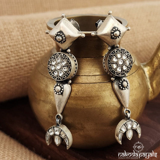 White Moon Drop Kundan Earrings (C3574)