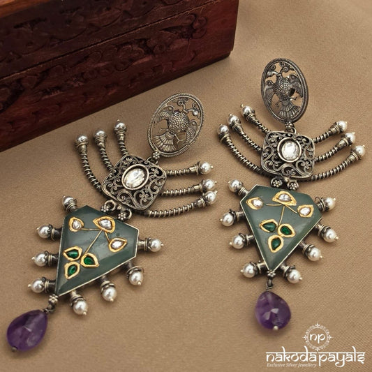 Jade Amethyst Drop Earrings(C4071)