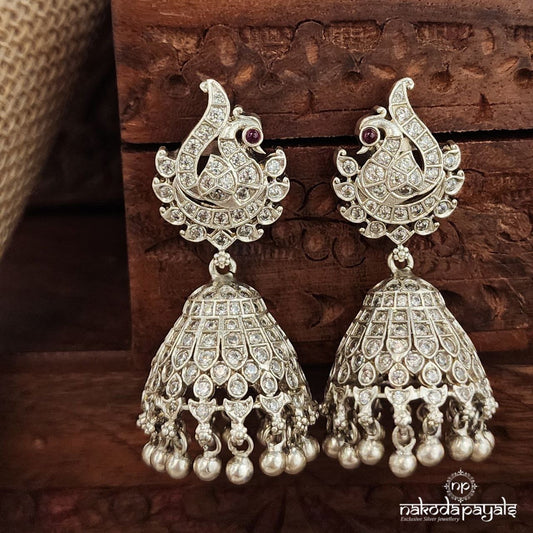 Whitish Peacock Jhumka (J1369)