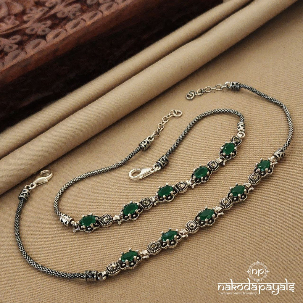 Enticing Emeralds Marcasite Anklets (A5233)