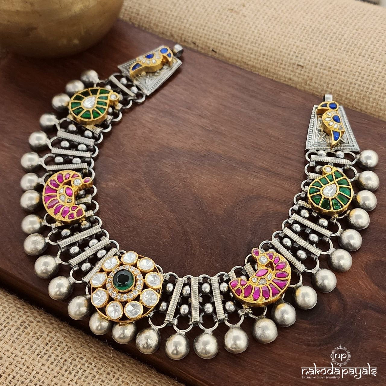 Royal Blue Birdie Kundan Neckpiece (N10937)