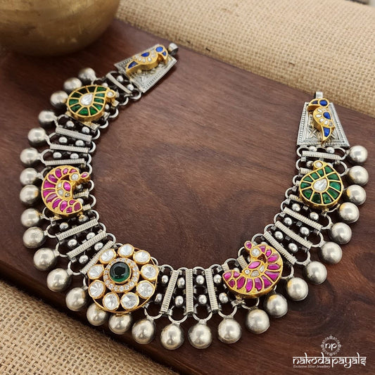 Royal Blue Birdie Kundan Neckpiece (N10937)