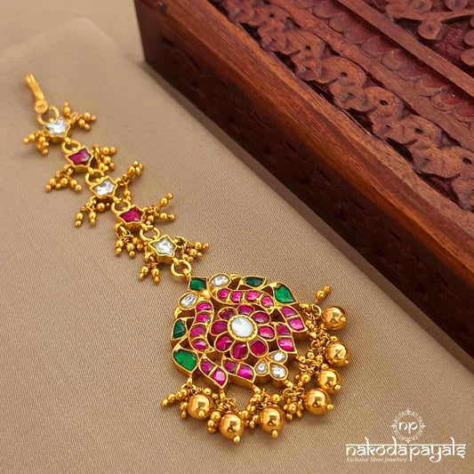 Pink Ball Drops Kundan Maang Tika (Gm1202)