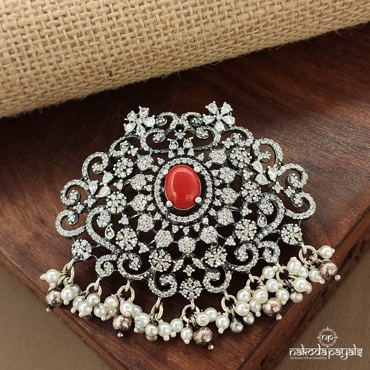 Sparkling Coral Pearl Drops Pendant (P2533)