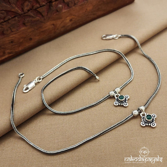 Green Cubical Drop Anklets (A6767)