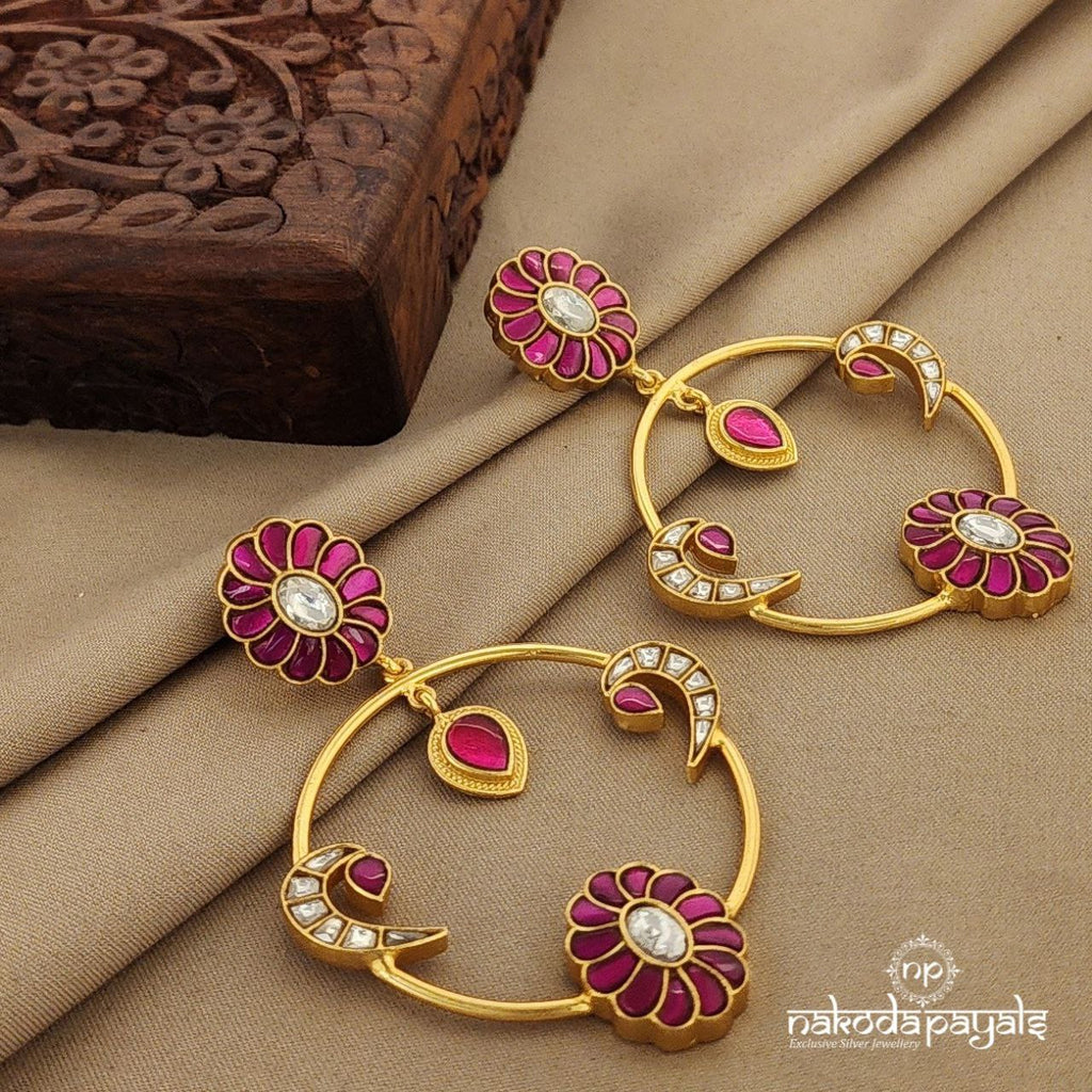 Pink Birdie Kundan Chandbali (Ge7718)