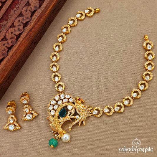 Stunning Birdie Moissanite Neckpiece With Earrings (Gn10420)