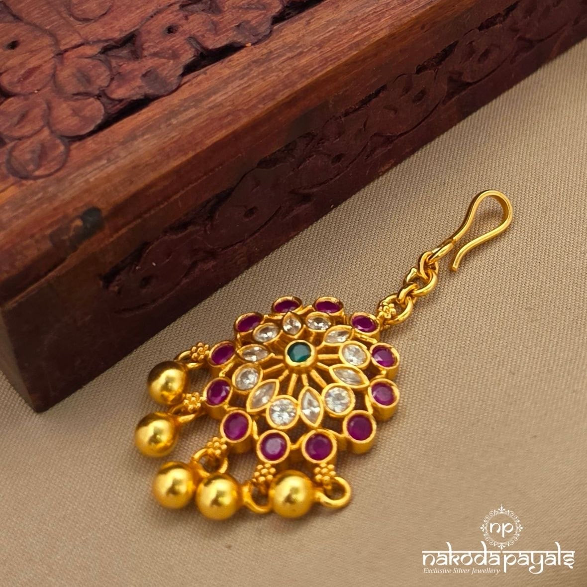 Floral Ball Drops Maang Tika (Gm1185)