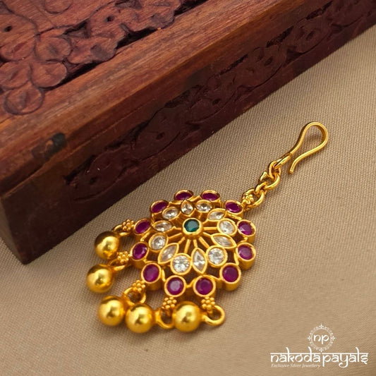 Floral Ball Drops Maang Tika (Gm1185)