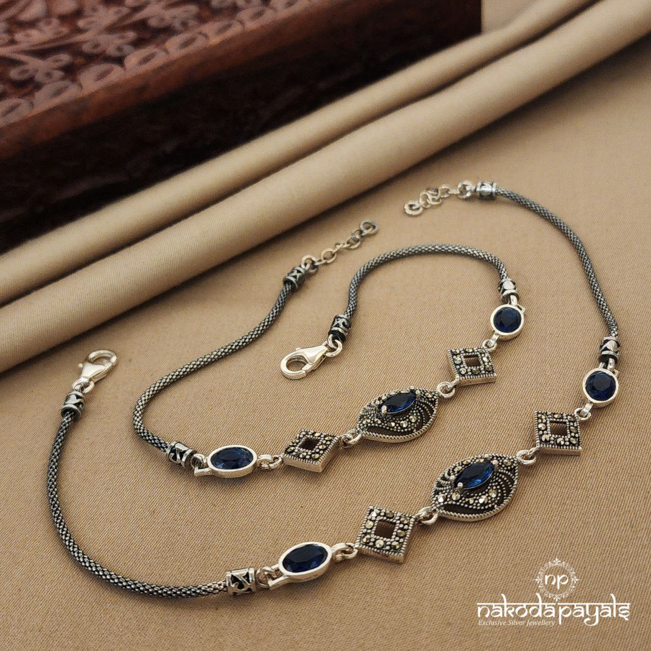 Cobalt Blue Marcasite Anklets (A5236)