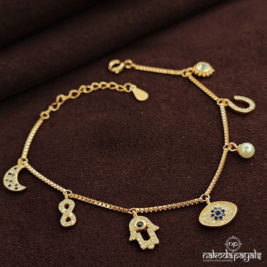Rose Gold Charm Drops Bracelet (St3742)