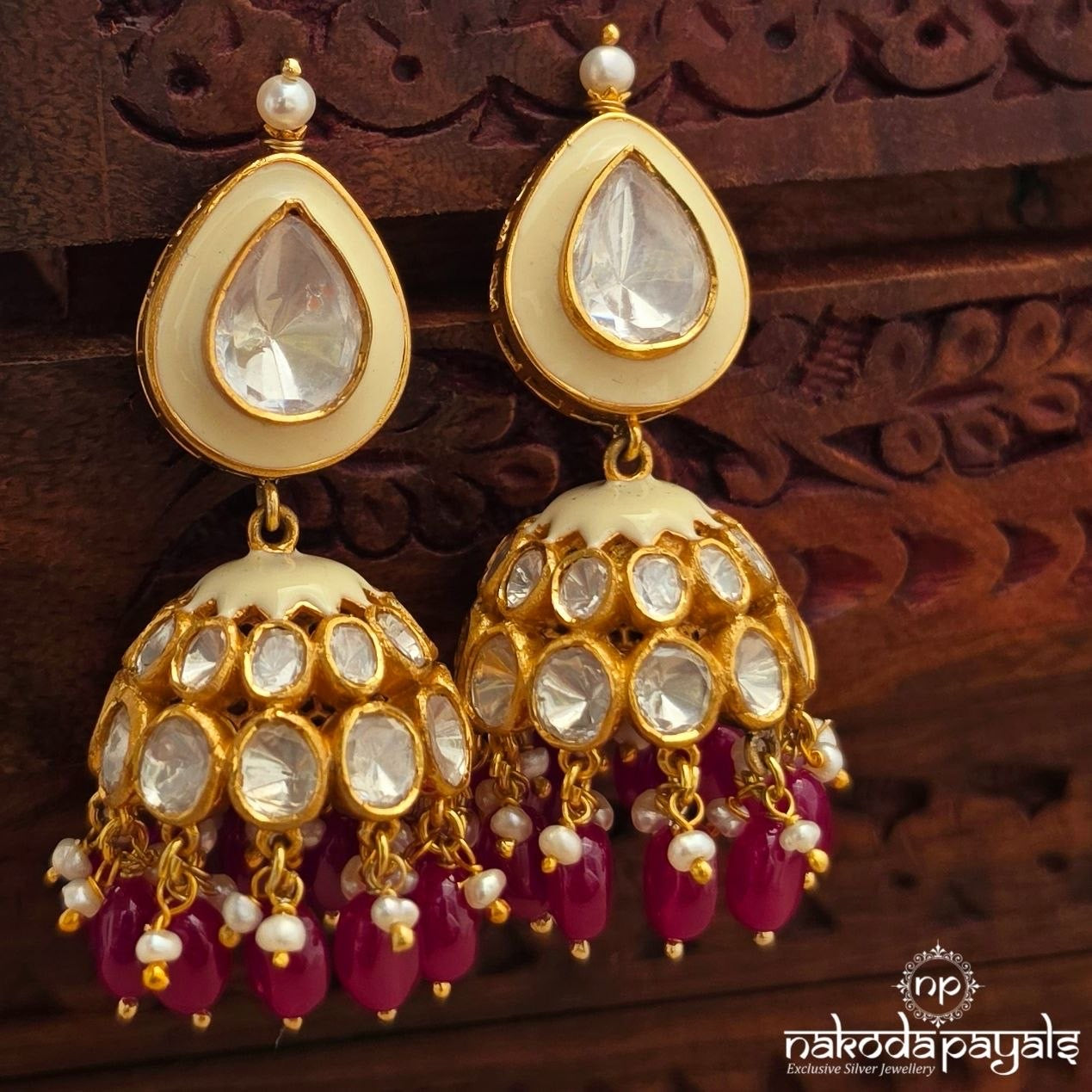 Ruby Drops Moissanite Jhumka (Ge11291)