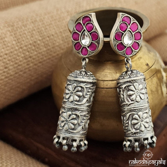 Pink Ball Drops Kundan Jhumka (J1350)