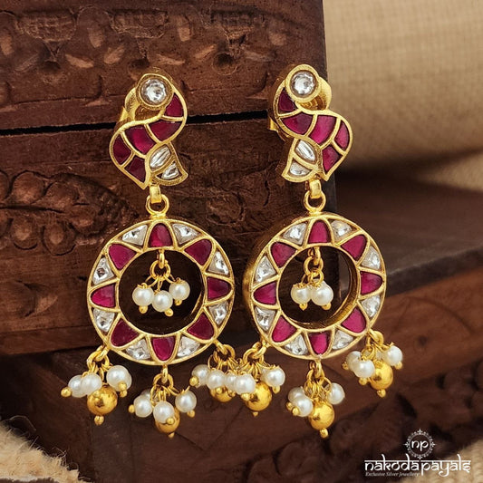 Pretty Pink Kundan Chandbali (Ge9567)