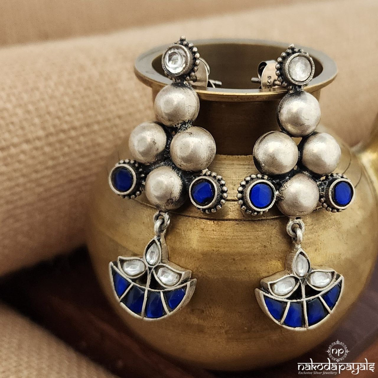 Blue Moon Drop Kundan Chandbali (C3589)
